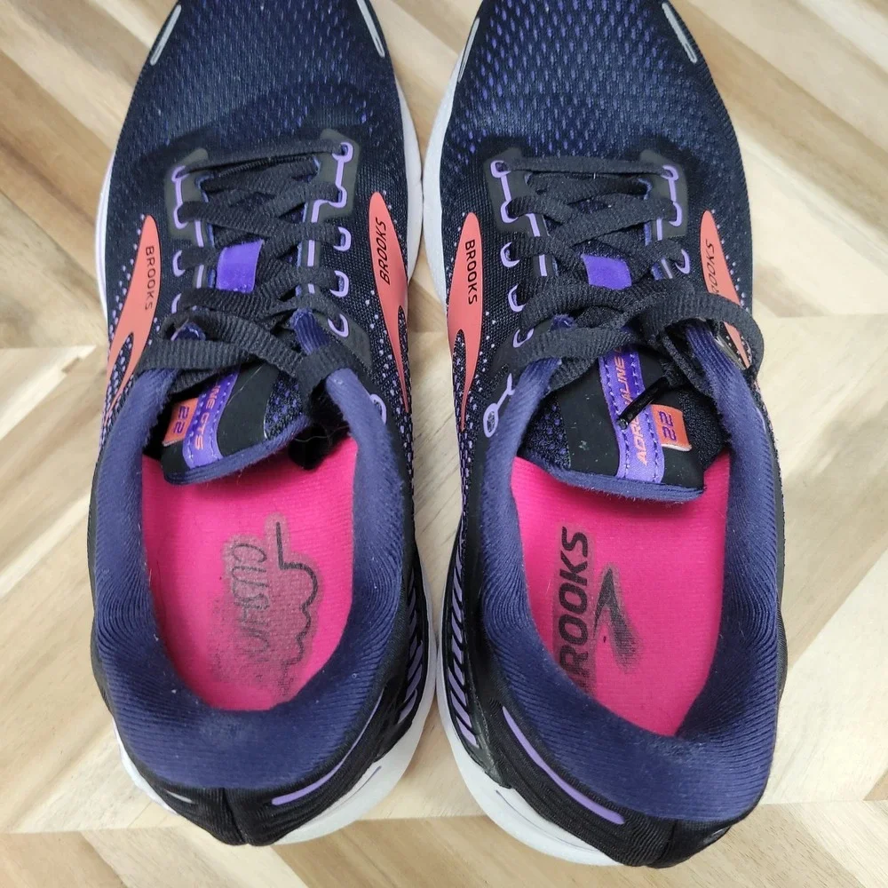 Brooks Adrenaline GTS 22 Shoes Women's 9.5 B‎ Black Purple Pink Running Sneakers